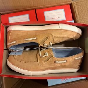 Cat & Jack Boys Reece Sneakers Tan Suede Slip On Size 5 Boat Shoe Preppy‎